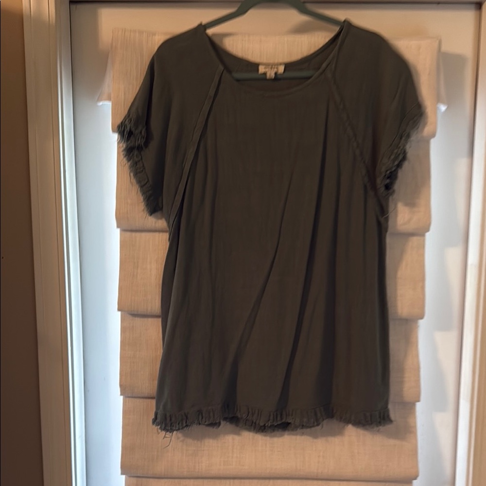 Umgee Gray Ribbed Short Sleeve T-Shirt